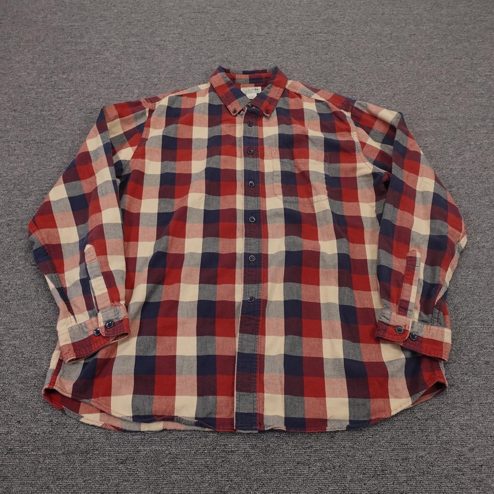 L.L.Bean Shirt Mens XL Red Plaid Flannel Long Sleeve Button Up Casual Outdoor